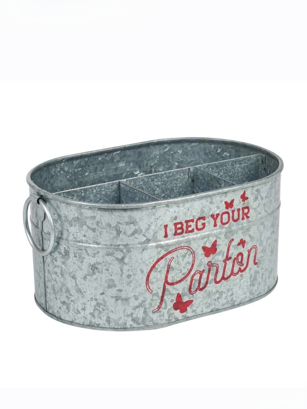 Dolly Parton Galvanized Metal Utensil Holder 'I Beg Your Parton'
